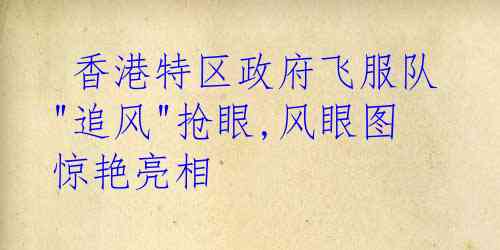  香港特区政府飞服队"追风"抢眼,风眼图惊艳亮相