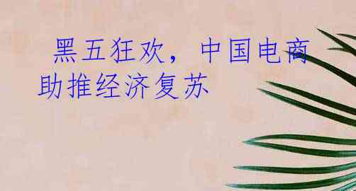  黑五狂欢，中国电商助推经济复苏