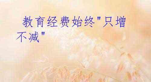  教育经费始终"只增不减"