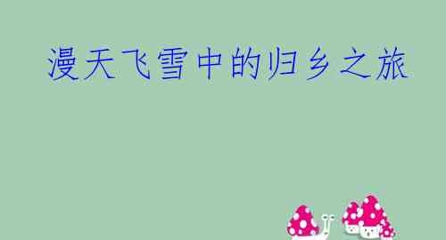  漫天飞雪中的归乡之旅