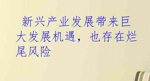  新兴产业发展带来巨大发展机遇，也存在烂尾风险