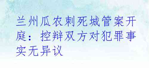 兰州瓜农刺死城管案开庭：控辩双方对犯罪事实无异议