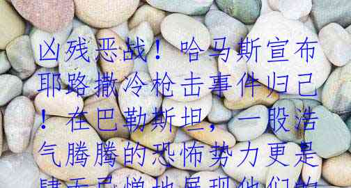 凶残恶战！哈马斯宣布耶路撒冷枪击事件归己！在巴勒斯坦，一股浩气腾腾的恐怖势力更是肆无忌惮地展现他们的凶残一面。一声枪响，