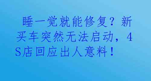  睡一觉就能修复？新买车突然无法启动，4S店回应出人意料！