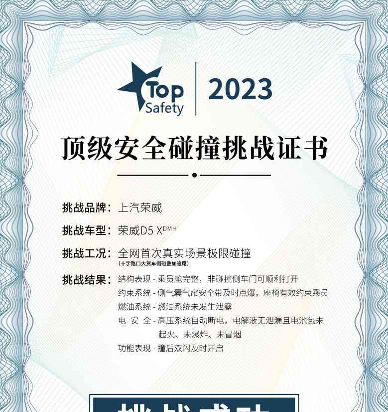  荣威D5X成功通过极限碰撞测试，安全有力