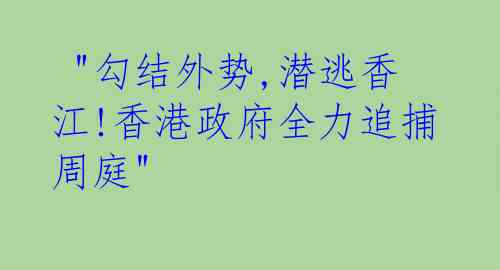  "勾结外势,潜逃香江!香港政府全力追捕周庭"
