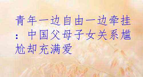 青年一边自由一边牵挂：中国父母子女关系尴尬却充满爱