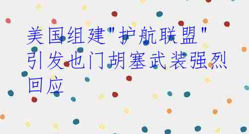  美国组建"护航联盟" 引发也门胡塞武装强烈回应