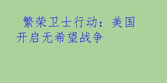 繁荣卫士行动:美国开启无希望战争