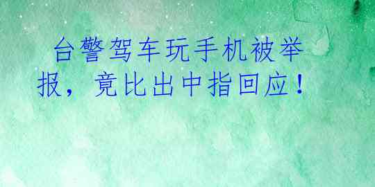 台警驾车玩手机被举报,竟比出中指回应!