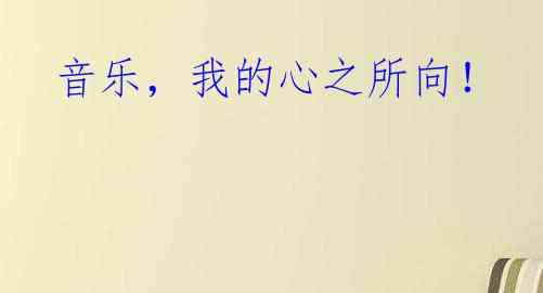  音乐，我的心之所向！