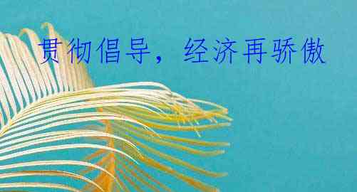 贯彻倡导，经济再骄傲