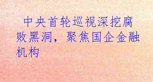  中央首轮巡视深挖腐败黑洞，聚焦国企金融机构