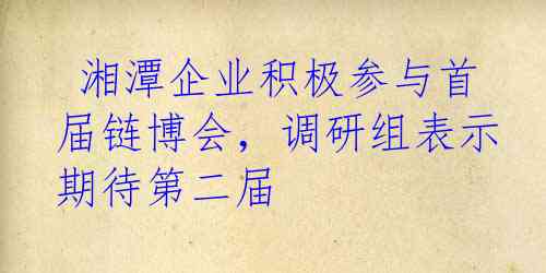  湘潭企业积极参与首届链博会，调研组表示期待第二届