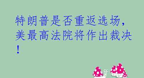 特朗普是否重返选场，美最高法院将作出裁决！