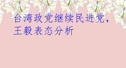 台湾政党继续民进党，王毅表态分析