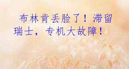  布林肯丢脸了！滞留瑞士，专机大故障！