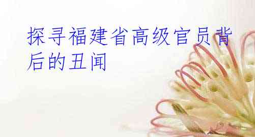 探寻福建省高级官员背后的丑闻