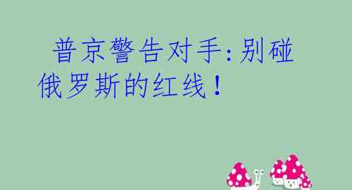  普京警告对手:别碰俄罗斯的红线！