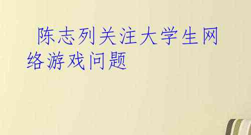  陈志列关注大学生网络游戏问题