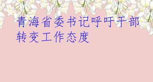 青海省委书记呼吁干部转变工作态度