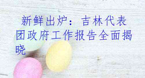  新鲜出炉：吉林代表团政府工作报告全面揭晓