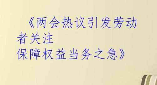  《两会热议引发劳动者关注 保障权益当务之急》