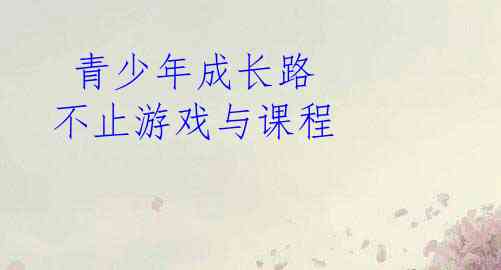  青少年成长路 不止游戏与课程