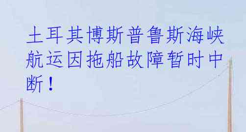 土耳其博斯普鲁斯海峡航运因拖船故障暂时中断！