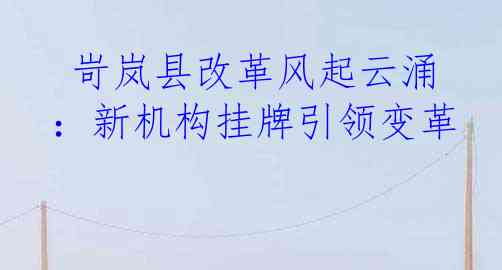  岢岚县改革风起云涌：新机构挂牌引领变革
