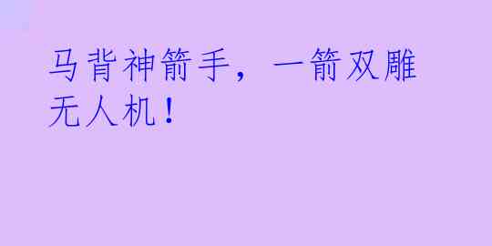 马背神箭手，一箭双雕无人机！