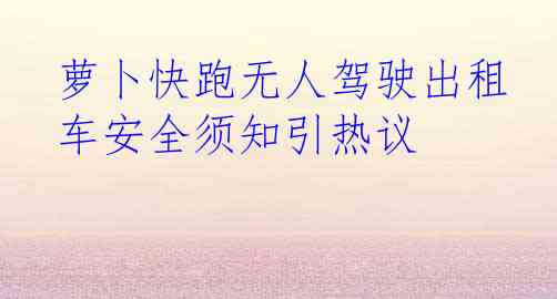 萝卜快跑无人驾驶出租车安全须知引热议