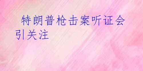  特朗普枪击案听证会引关注