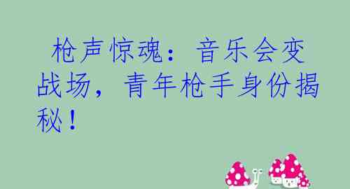  枪声惊魂：音乐会变战场，青年枪手身份揭秘！