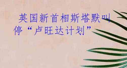  英国新首相斯塔默叫停“卢旺达计划”