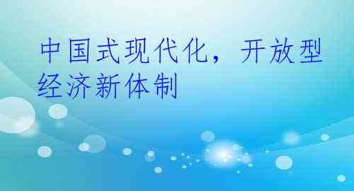 中国式现代化，开放型经济新体制