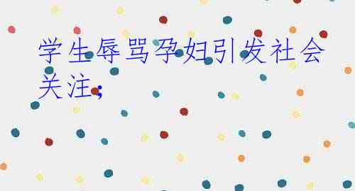 学生辱骂孕妇引发社会关注；