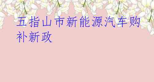 五指山市新能源汽车购补新政