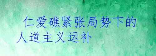  仁爱礁紧张局势下的人道主义运补