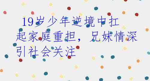  19岁少年逆境中扛起家庭重担，兄妹情深引社会关注